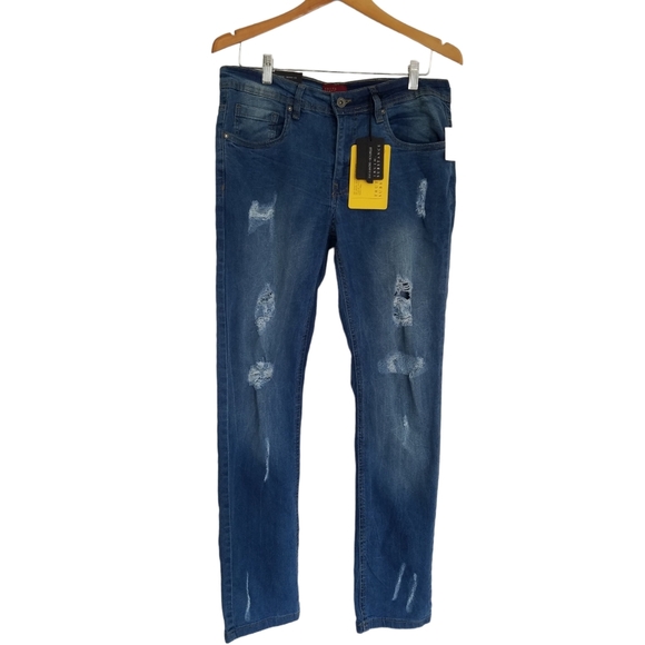 NWT Truth.Substance Common Sense Men's Blue Distressed Skinny Jeans Size 30x30 - Picture 1 of 12